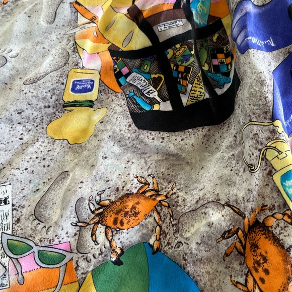 Nicole Miller Long Silk Robe Sz M Pockets Limited Ed Beach Vacation Vintage 90s - Picture 4 of 7